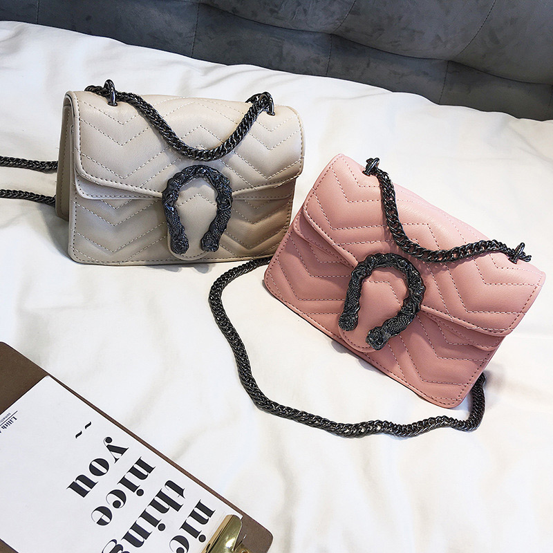 Elegant Pink Snake Shape Decorated Square Shape Bag,Shoulder bags