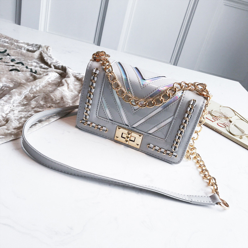 Elegant Silver Color V Shape Pattern Design Shoulder Bag,Handbags