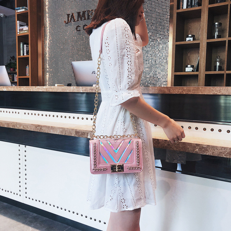 Elegant Pink V Shape Pattern Design Shoulder Bag,Handbags
