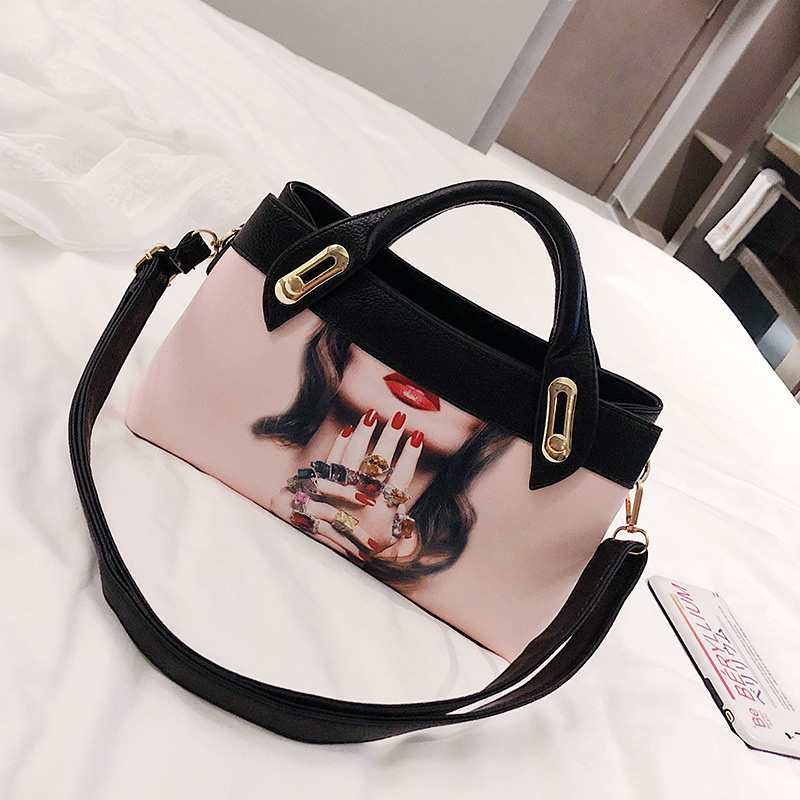 Elegant White+red Perfume Pattern Decorated Shoulder Bag,Handbags