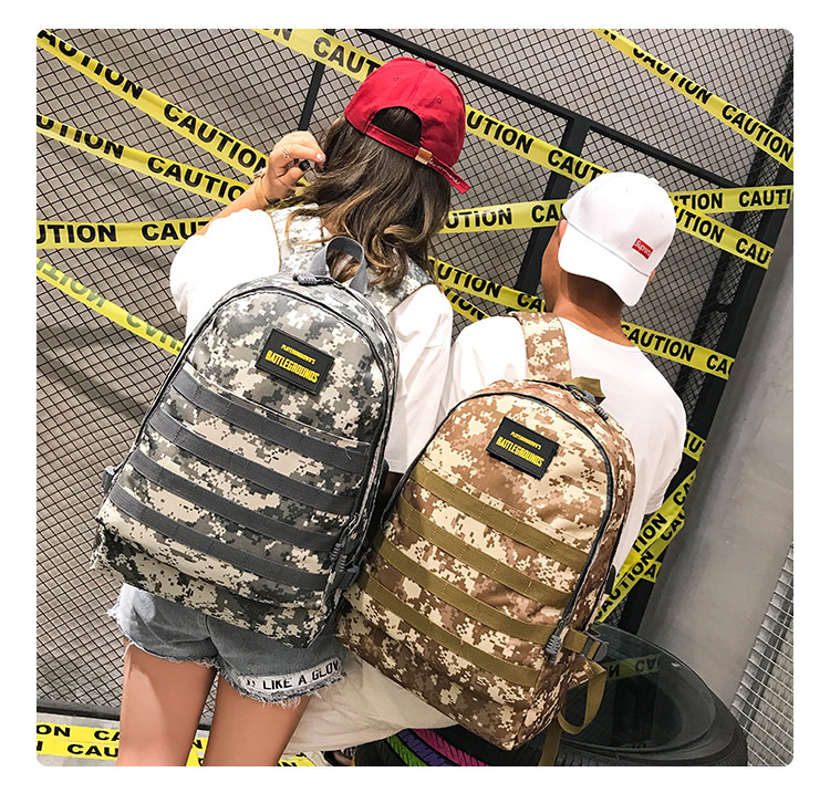 Fashion Gray+olive Camouflage Pattern Decorated Backpack,Backpack