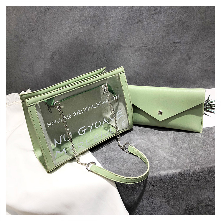 Fashion Green Square Shape Design Transparent Bag,Shoulder bags
