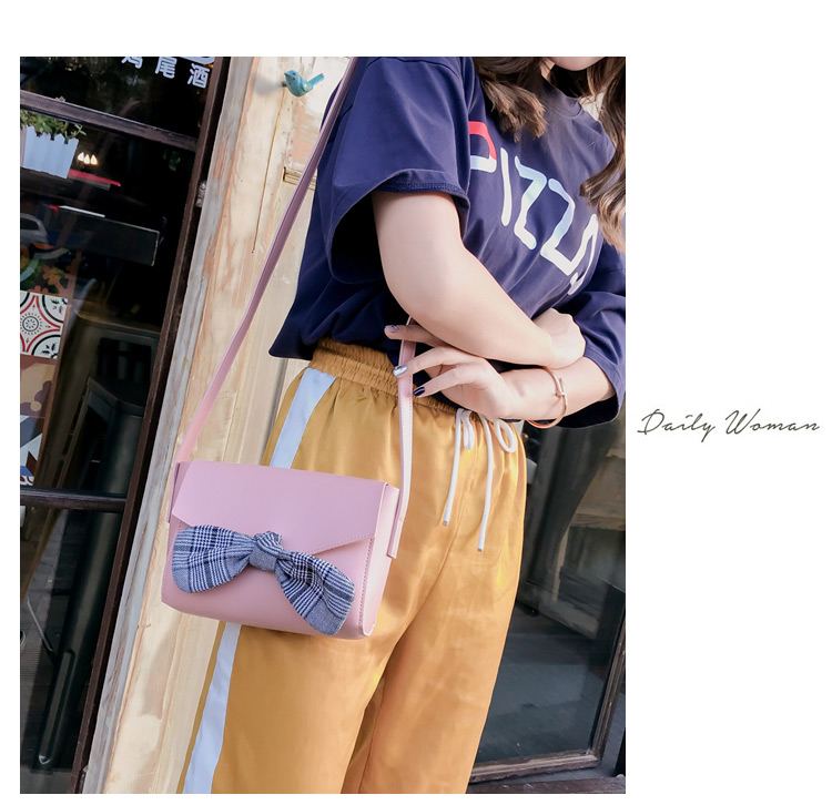 Elegant Pink Bowknot Decorated Pure Color Shoulder Bag,Shoulder bags