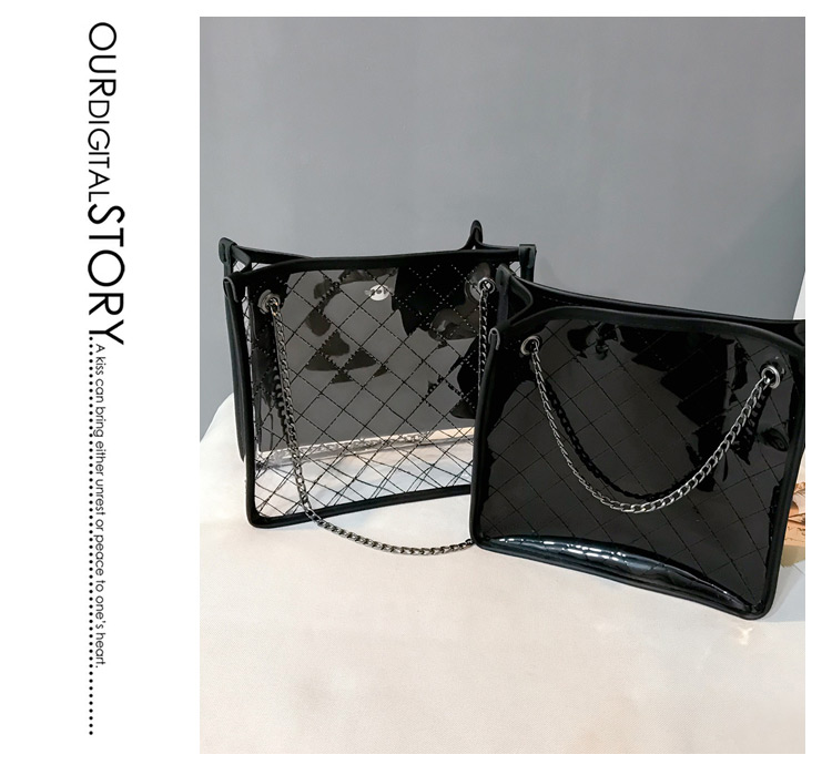 Elegant Black Grid Pattern Design Square Shape Bag,Handbags