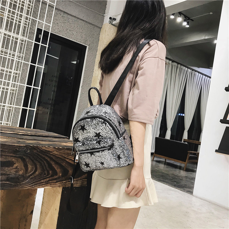 Trendy Silver Color Star Shape Pattern Decorated Backpack,Backpack