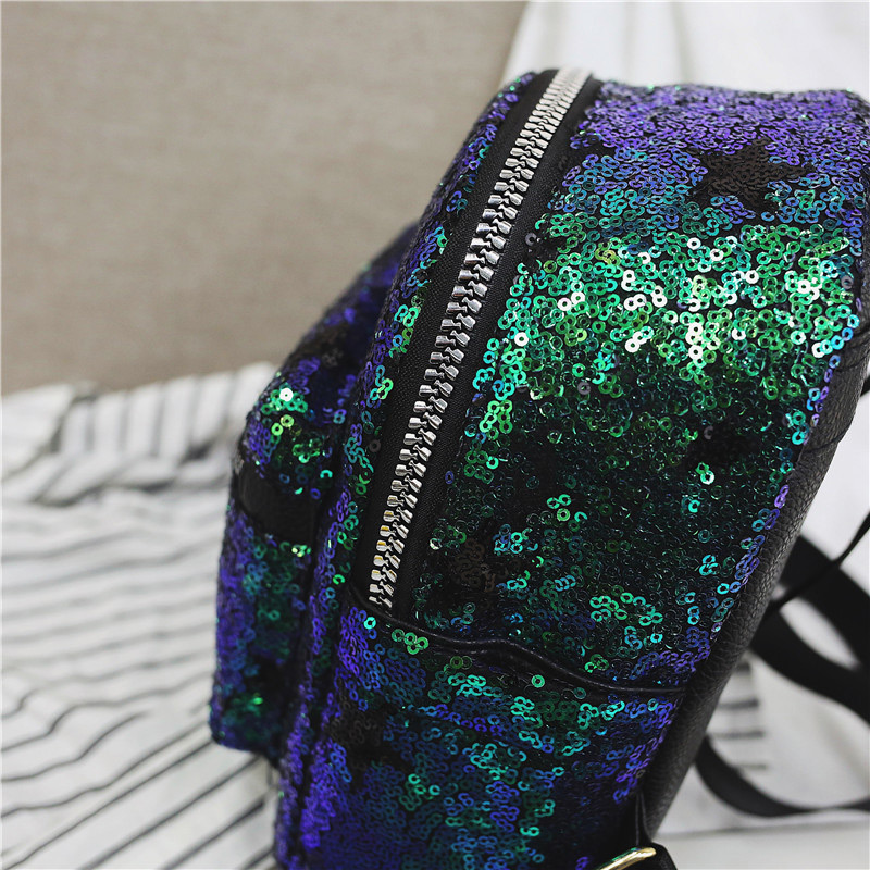 Trendy Gold Color Sequins Decorated Pure Color Backpack,Backpack