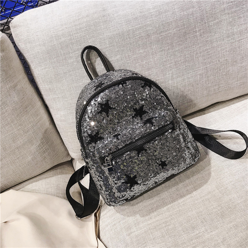 Trendy Green Sequins Decorated Pure Color Backpack,Backpack