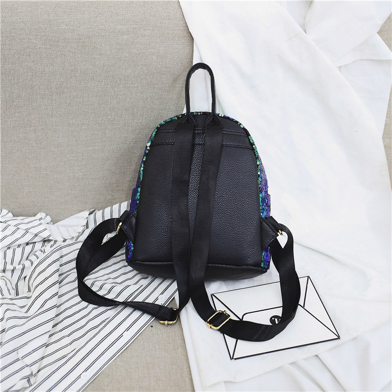 Trendy Green Sequins Decorated Pure Color Backpack,Backpack