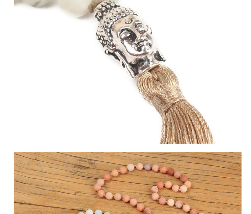Trendy Khaki Tassel Decorated Long Beads Necklace,Beaded Necklaces