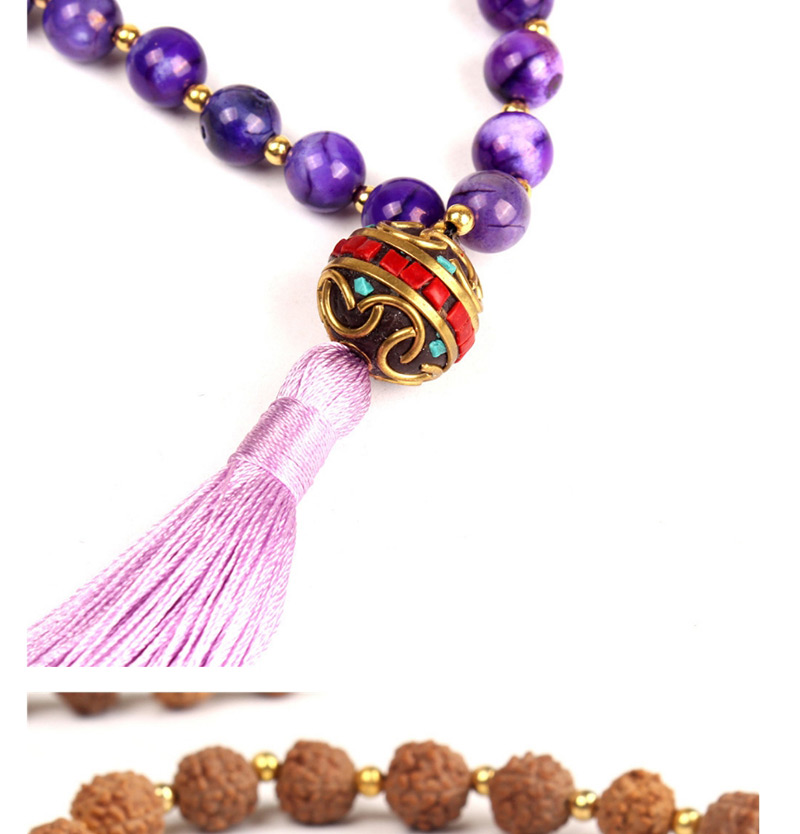 Trendy Khaki Beads Decorated Long Tassel Necklace,Beaded Necklaces