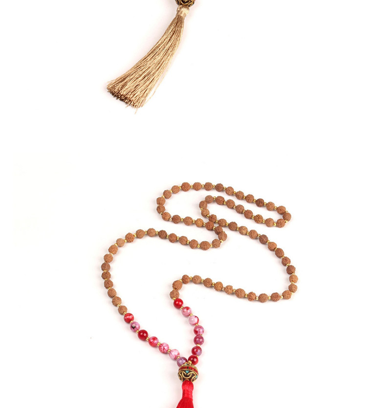 Trendy Orange Beads Decorated Long Tassel Necklace,Beaded Necklaces
