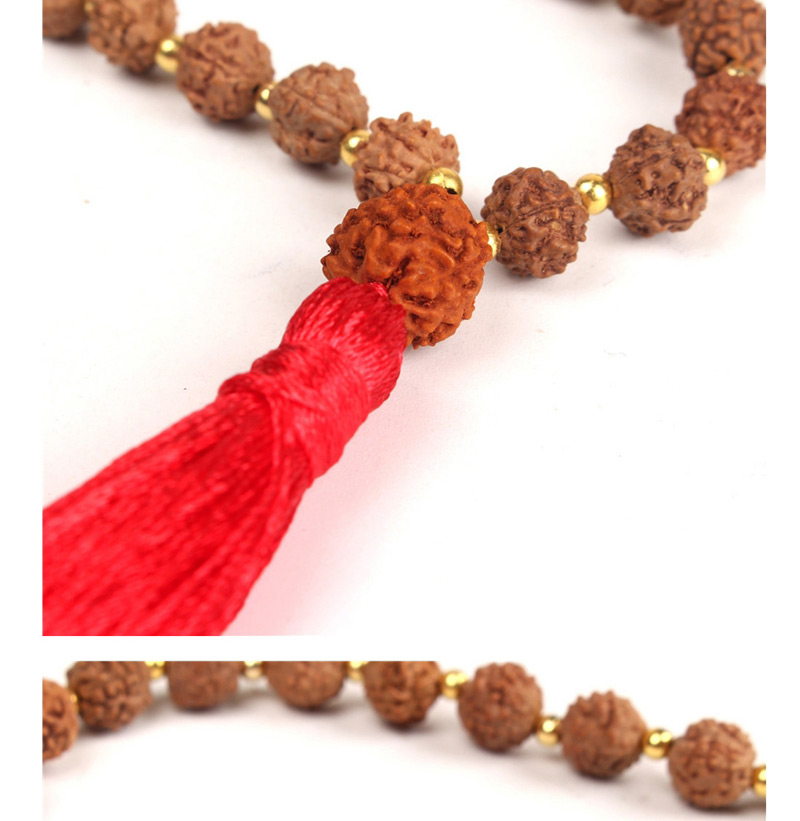 Vintage Brown Tassel&beads Decorated Long Necklace,Beaded Necklaces
