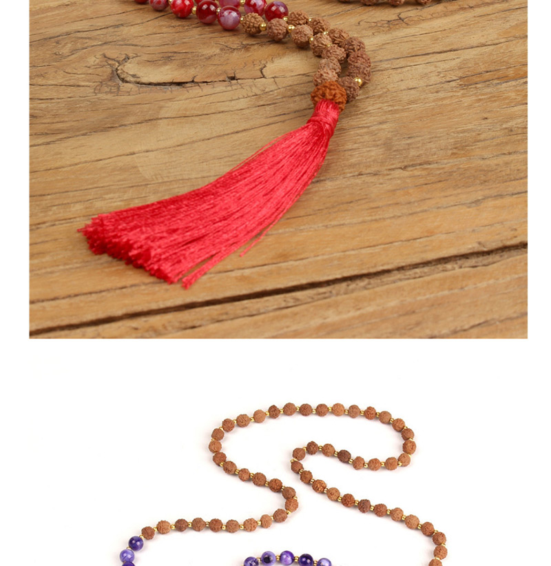 Vintage Coffee Tassel&beads Decorated Long Necklace,Beaded Necklaces