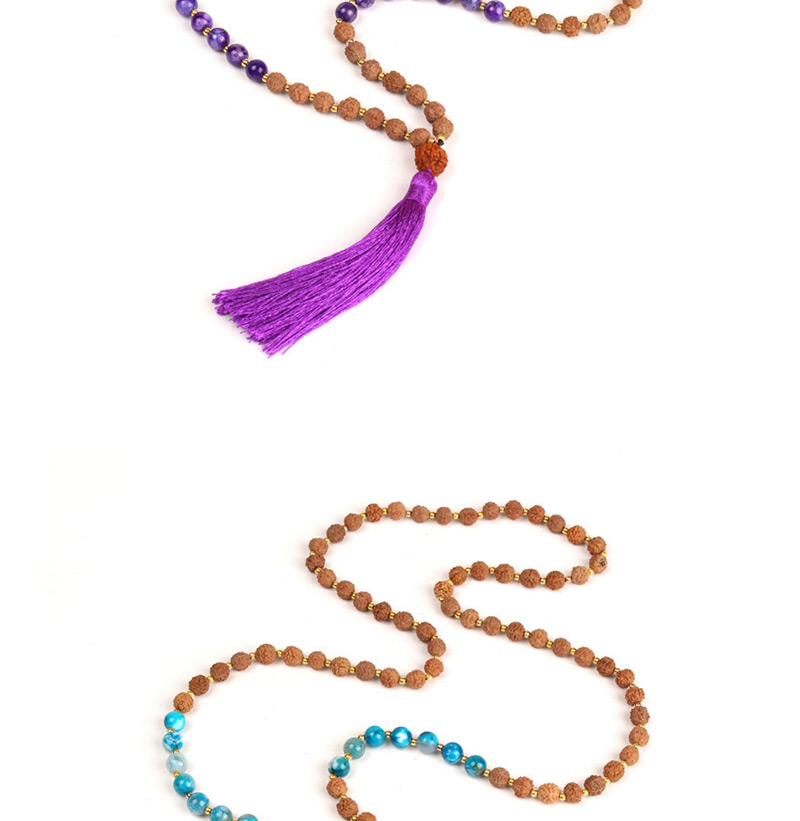Vintage Purple Tassel&beads Decorated Long Necklace,Beaded Necklaces