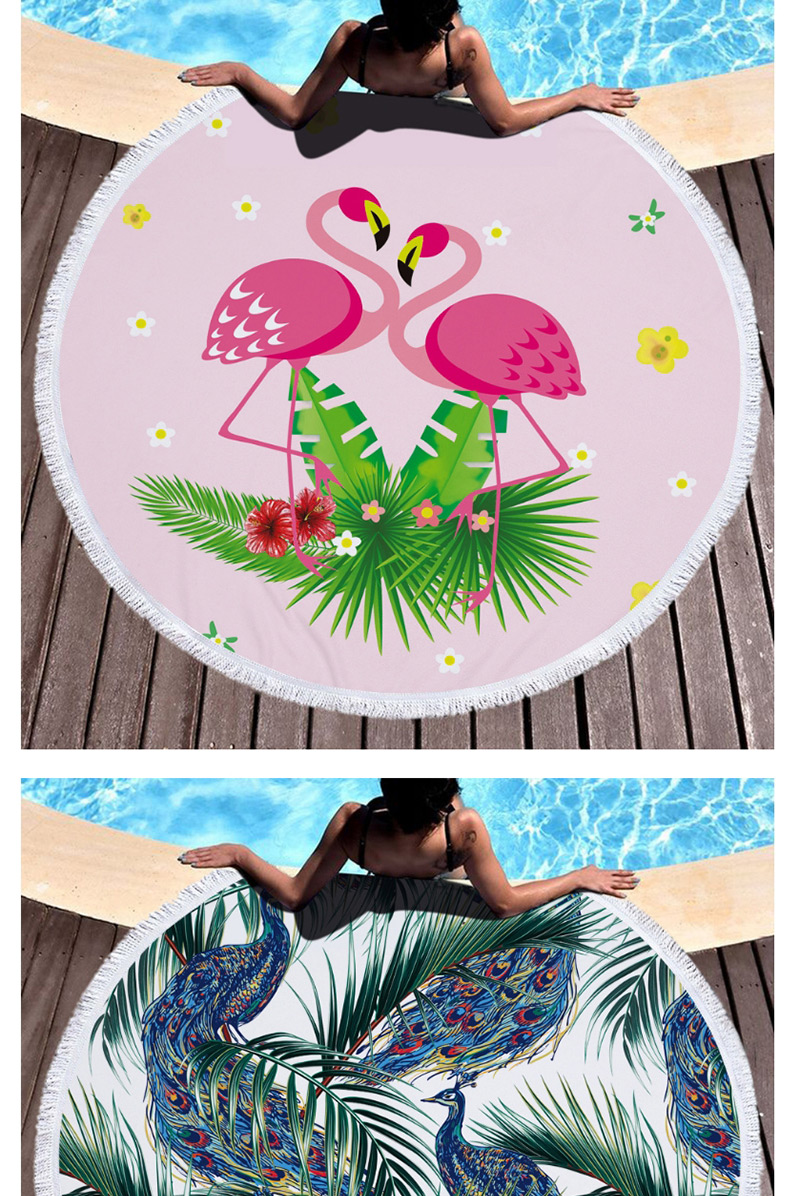Fashion Pink Flamingo Pattern Decorated Round Shape Beach Towel,Cover-Ups