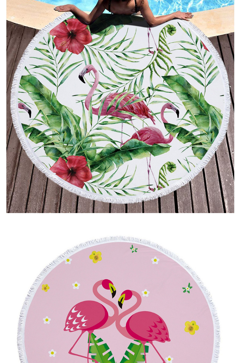 Fashion Pink Flamingo Pattern Decorated Round Shape Beach Towel,Cover-Ups