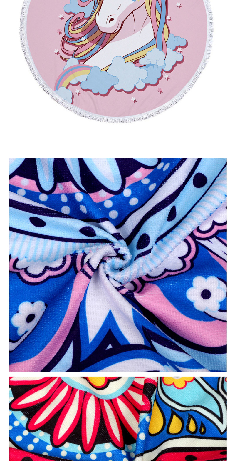 Fashion Blue Unicorn Pattern Decorated Tassel Beach Towel,Cover-Ups