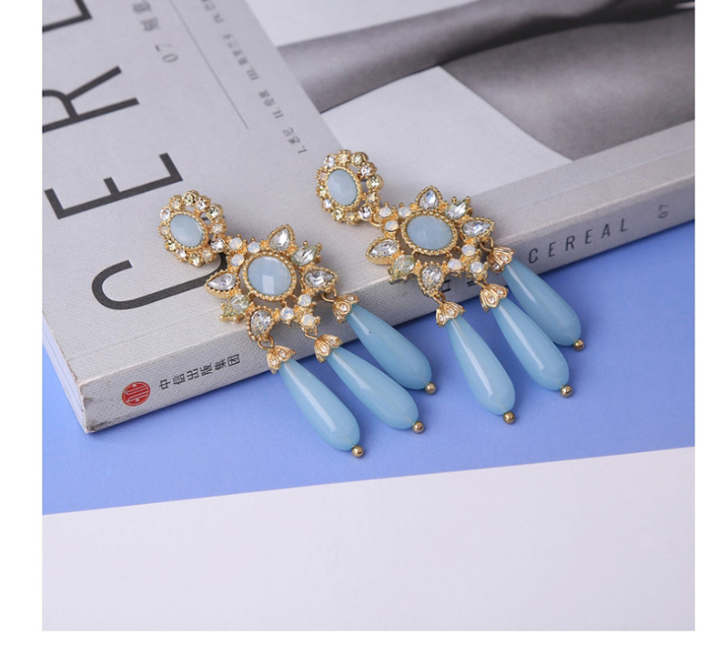 Fashion Blue Flower Shape Decorated Simple Earrings,Multi Strand Necklaces