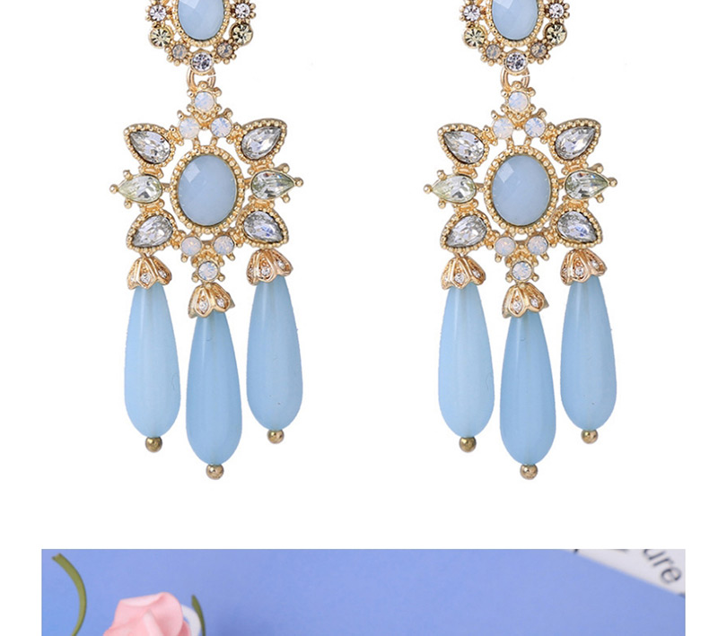 Fashion Blue Flower Shape Decorated Simple Earrings,Multi Strand Necklaces