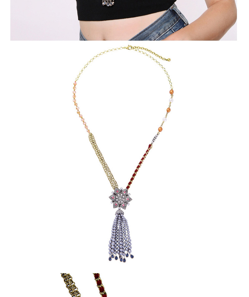 Fashion Multi-color Tassel Pendant Decorated Long Necklace,Beaded Necklaces