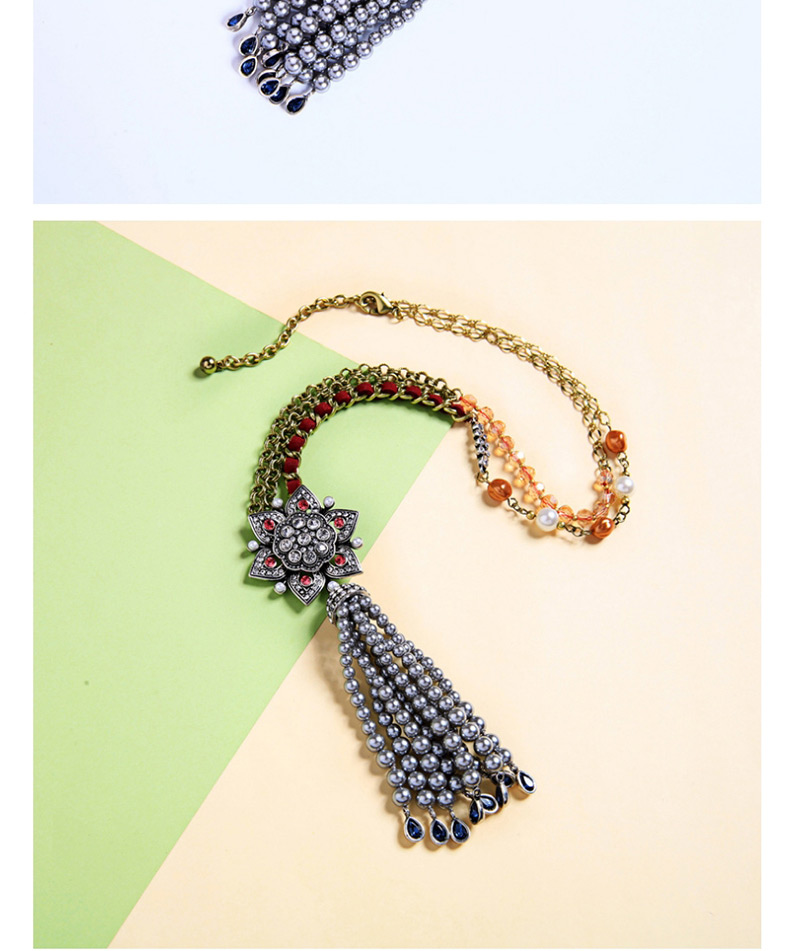 Fashion Multi-color Tassel Pendant Decorated Long Necklace,Beaded Necklaces