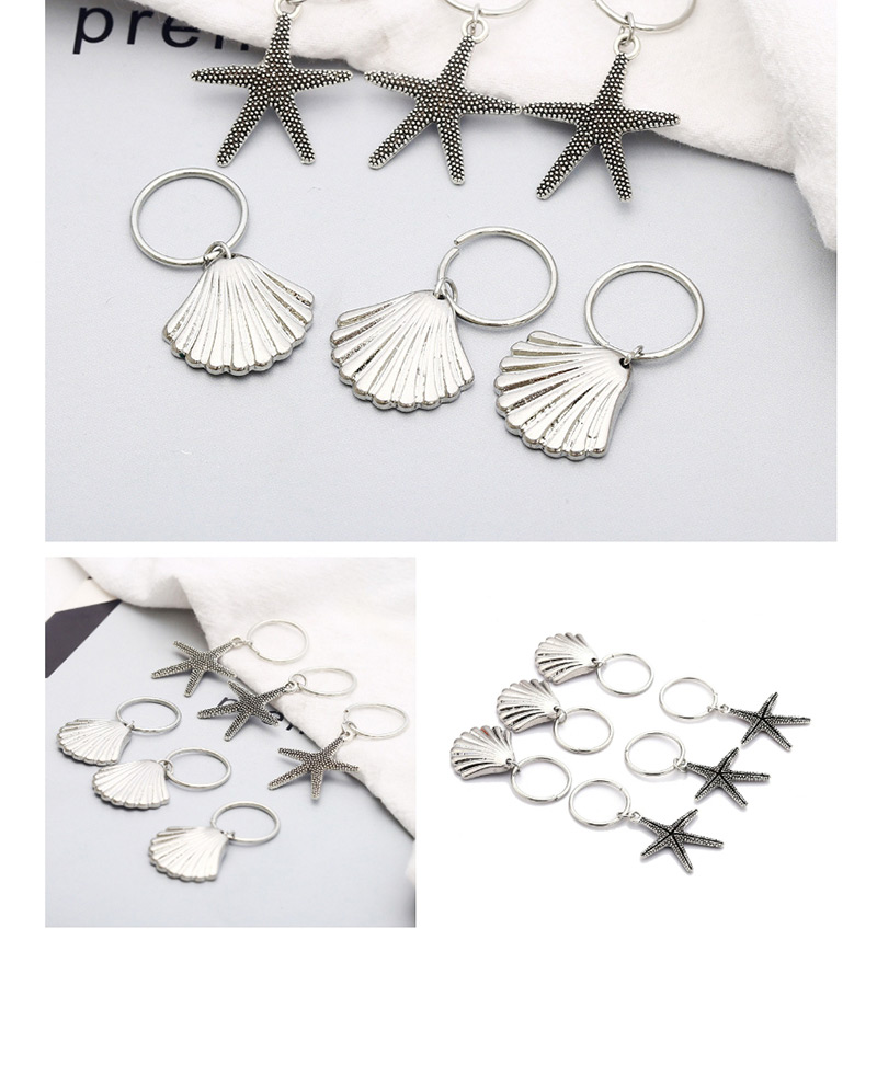 Fashion Silver Color Starfish&shell Decorated Hair Accessories(6pcs),Hairpins