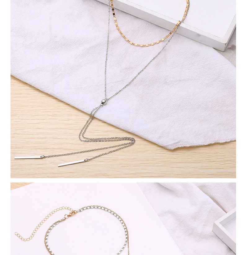 Fashion Silver Color Vertical Shape Decorated Long Necklace,Multi Strand Necklaces