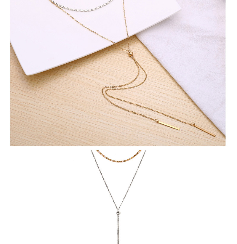 Fashion Silver Color Vertical Shape Decorated Long Necklace,Multi Strand Necklaces