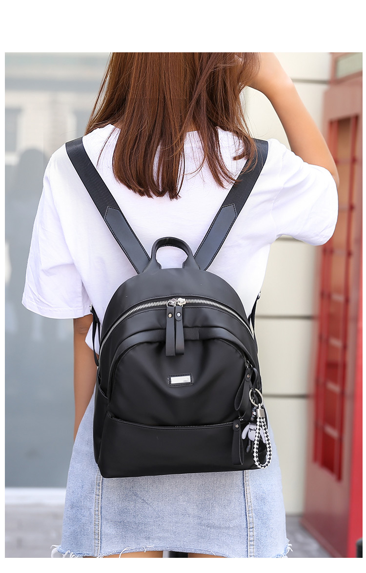 Elegant Black Double Zippers Decorated Casual Backpack,Backpack