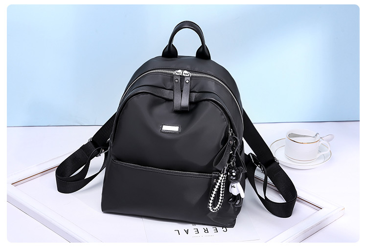 Elegant Black Double Zippers Decorated Casual Backpack,Backpack