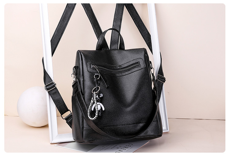 Elegant Black Pure Color Design Leisure Travel Bag,Backpack