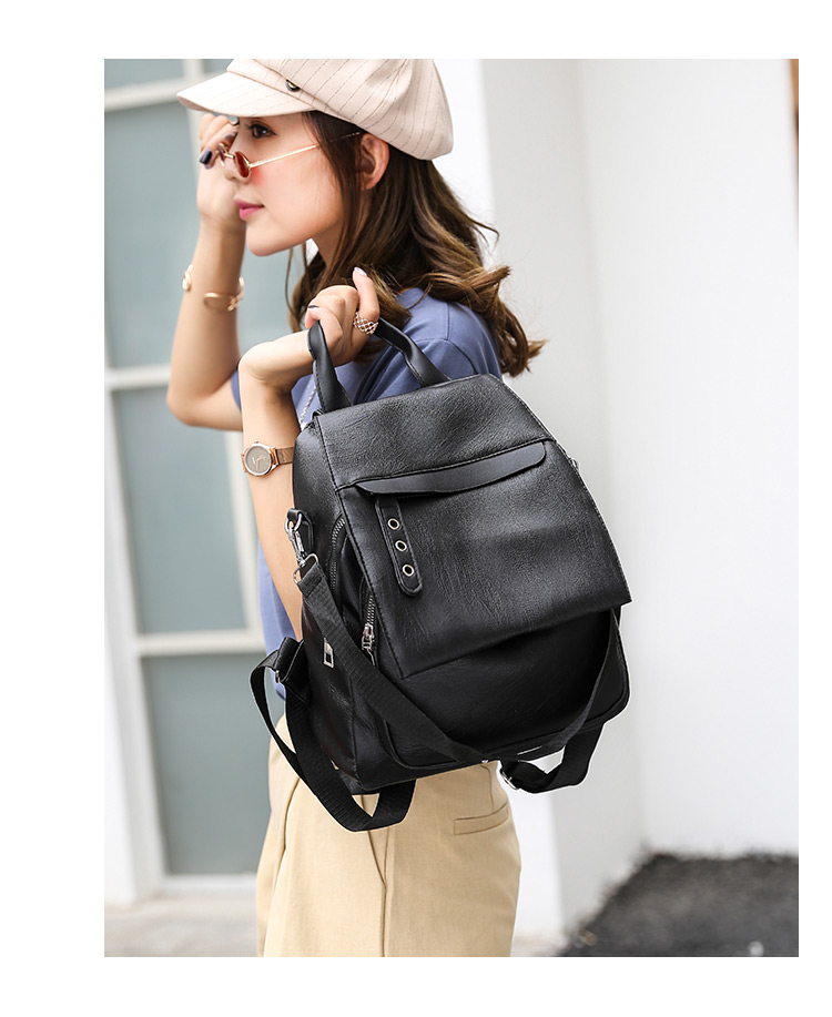 Elegant Black Pure Color Design Casual Backpack,Backpack