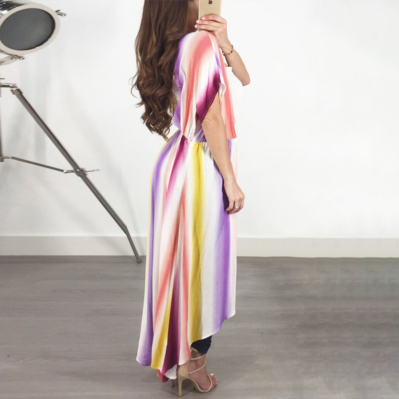 Sexy Multi-color Stripe Pattern Decorated V Neckline Shawl,Sunscreen Shirts