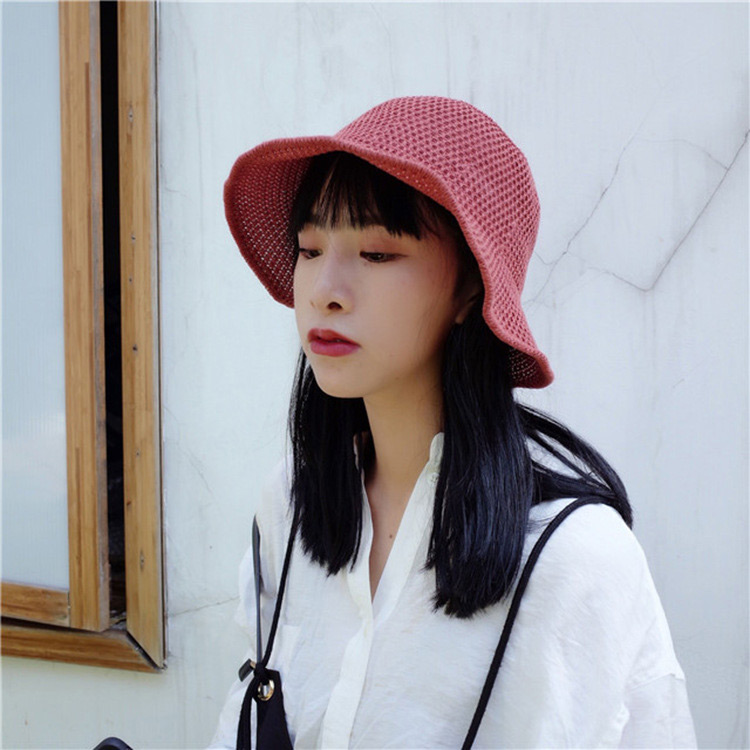 Trendy Red Knitted Design Pure Color Sunscreen Hat,Sun Hats