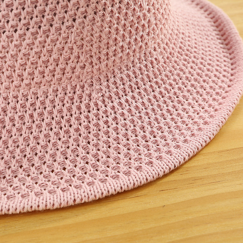 Trendy Pink Knitted Design Pure Color Sunscreen Hat,Sun Hats