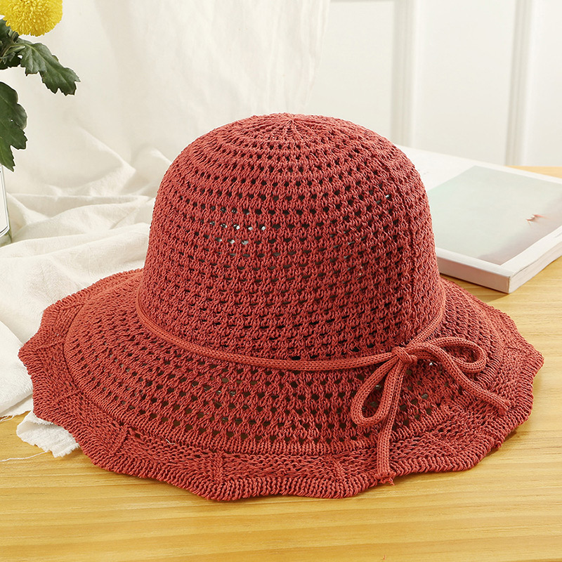 Trendy Red Hollow Out Design Casual Fisherman Hat,Sun Hats