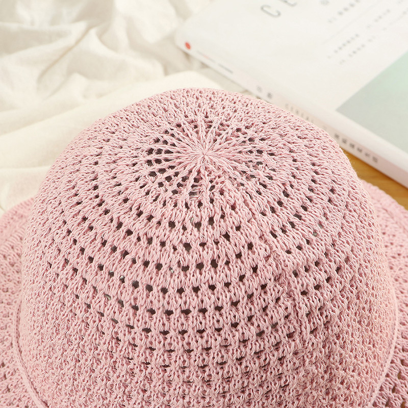 Trendy Pink Hollow Out Design Casual Fisherman Hat,Sun Hats