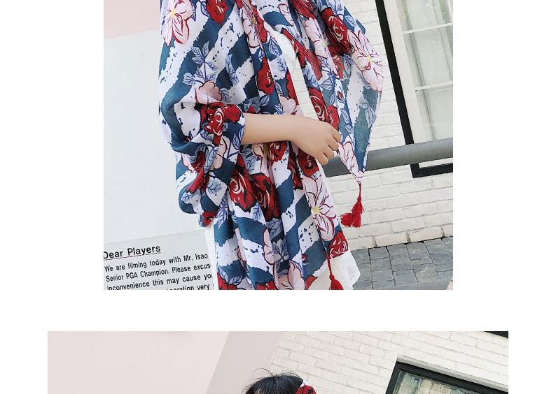 Fashion Red+blue Flower Pattern Decorated Dual-use Scarf,Thin Scaves