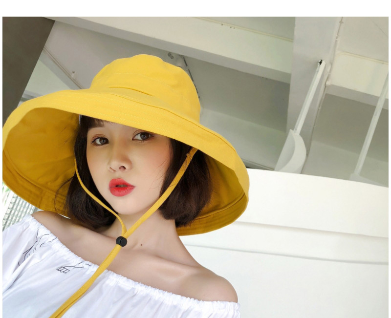 Fashion Light Yellow Pure Color Design Foldable Sunscreen Hat,Sun Hats