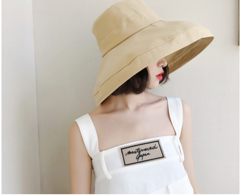 Fashion Beige Pure Color Design Foldable Sunscreen Hat,Sun Hats