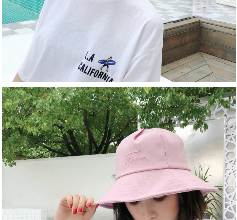 Fashion Pink Embroidered Letter Decorated Sunscreen Hat,Sun Hats