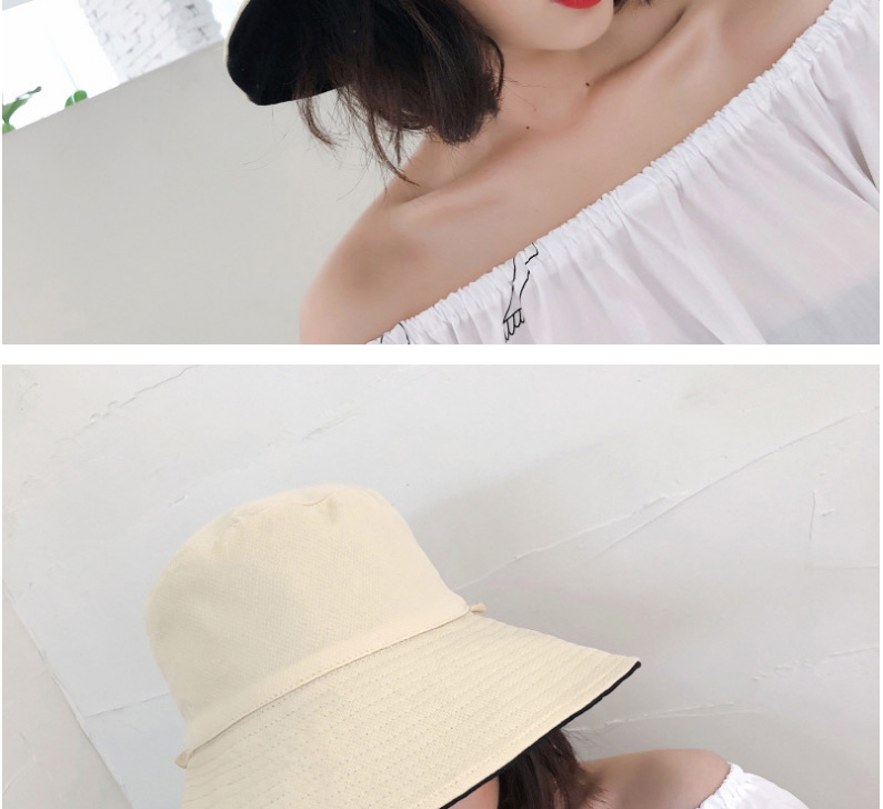 Fashion Black+beige Pure Color Design Sunscreen Fisherman Hat,Sun Hats
