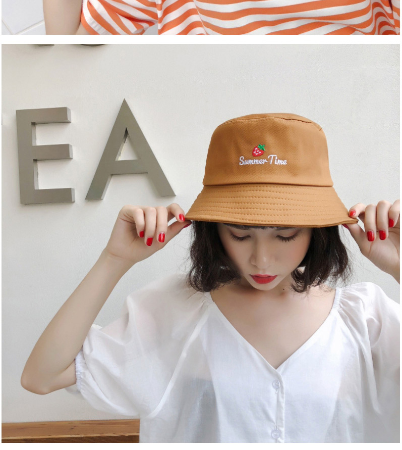 Fashion Beige Strawberry Pattern Decorated Sunscreen Hat,Sun Hats