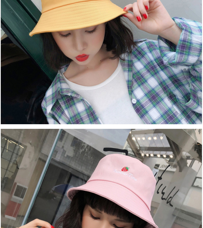 Fashion Yellow Strawberry Pattern Decorated Sunscreen Hat,Sun Hats