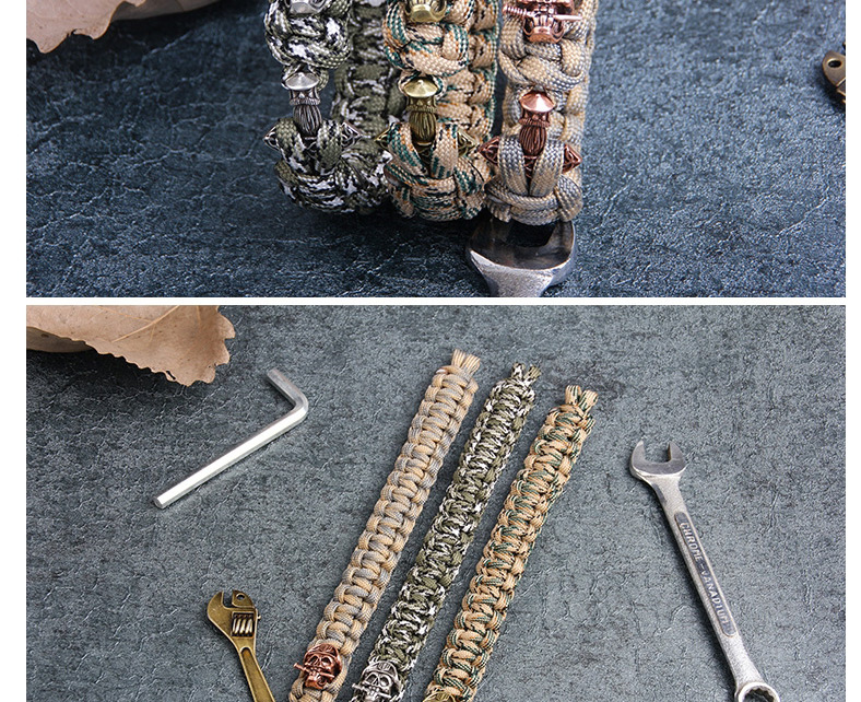 Vintage Khaki Skull Decorated Hand-woven Bracelet,Fashion Bracelets