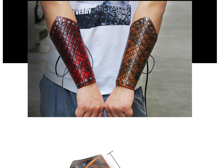 Fashion Brown Grid Pattern Decorated Wrist Guard,Fashion Bracelets