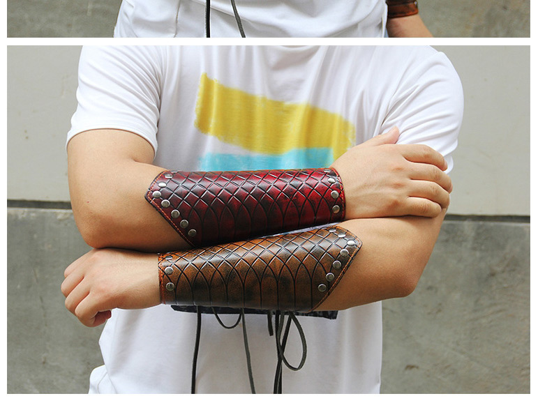 Fashion Brown Grid Pattern Decorated Wrist Guard,Fashion Bracelets