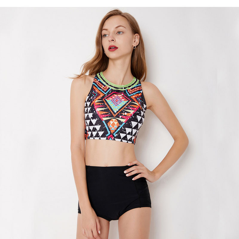 Sexy Black Triangle Shape Decorated High-waist Swimwear,Bikini Sets