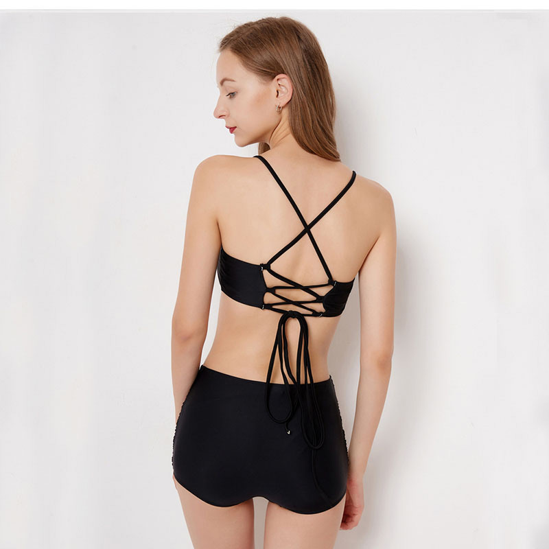 Sexy Black Hollow Out Design Long Sleeves Swimwear,Bikini Sets