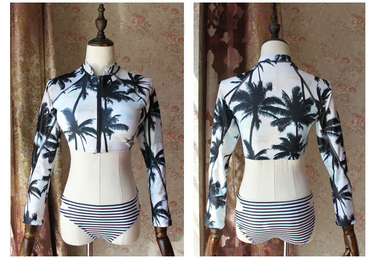 Sexy White+black Coconut Tree Decorated Swimwear,Bikini Sets